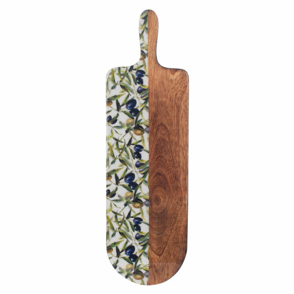 Ovale mangohouten plank met olijfmotief 49 cm