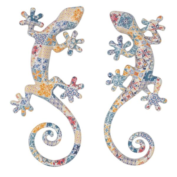 Hagedis van kunsthars met tegelmotief – 16 cm