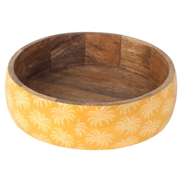 Kom met palmmotief van hout en hars, 25 × 25 cm